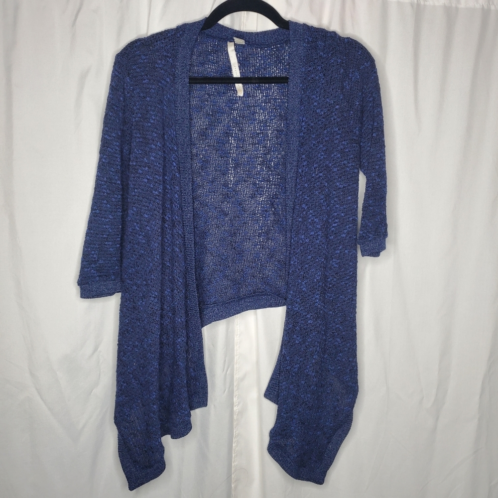 ♤ Lauren Conrad Blue Waterfall Hem Cardigan Lightweight Loose Knit Size XS